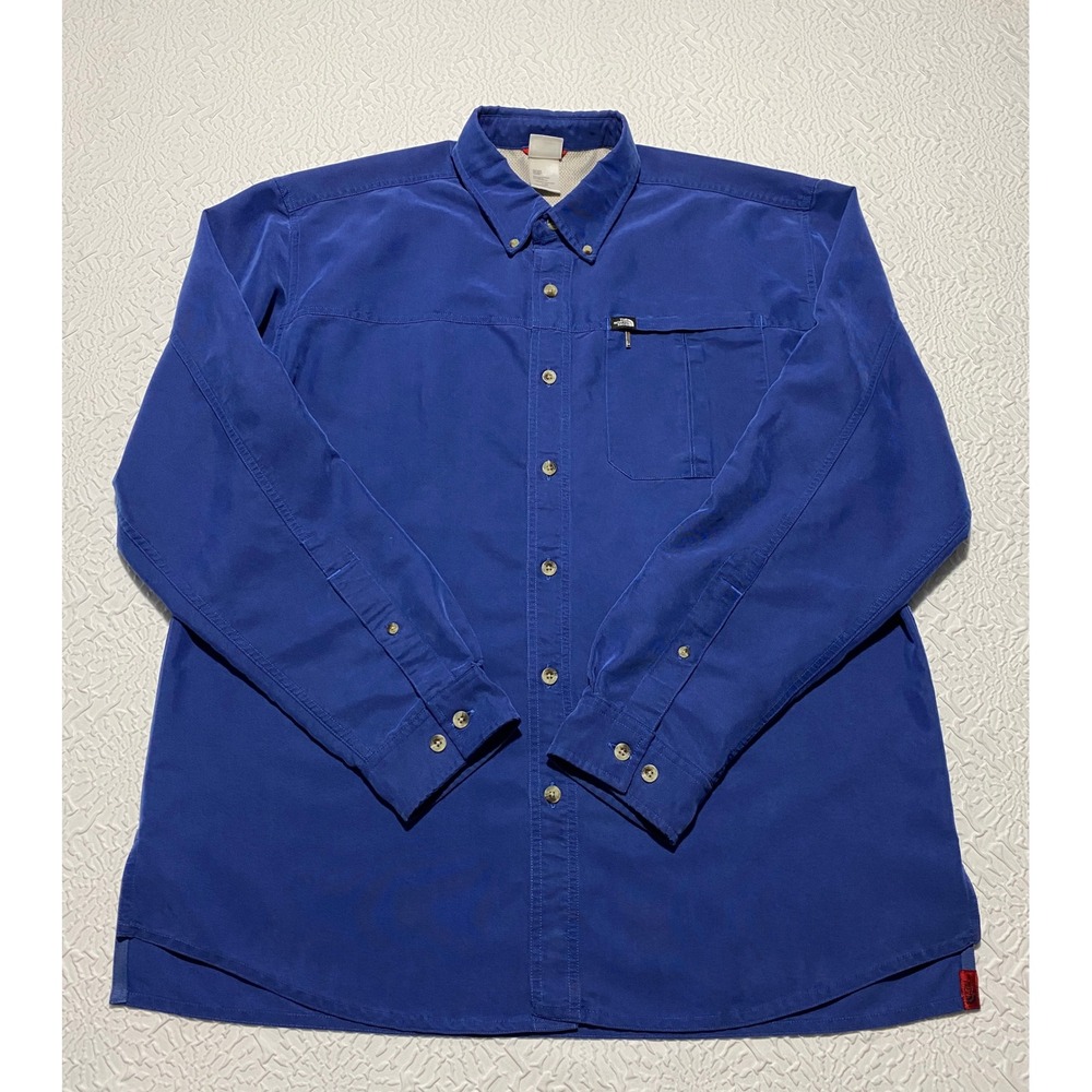 The North Face Mens Royal Blue Modal Blend Hiking Button Down Shirt L